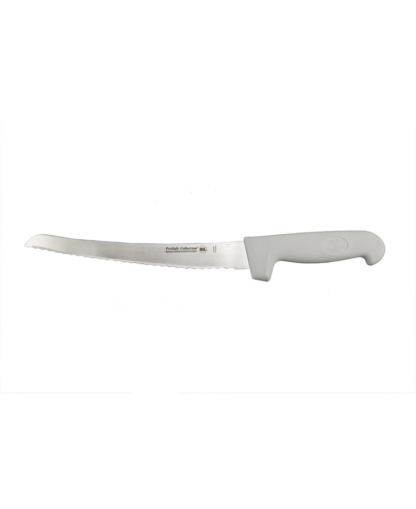 Ergonomic Stainless Steel Bread Knife, Curved Serrated, 9"