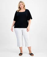 Jm Collection Plus Flutter-Sleeve Top, Exclusively at Macy's