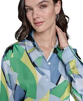 Karl Lagerfeld Paris Petite Printed Button-Front Shirt