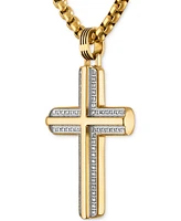 Esquire Men's Jewelry Diamond Cross 22" Pendant Necklace (1/3 ct. t.w.) in Gold-Tone Ion-Plated Stainless Steel