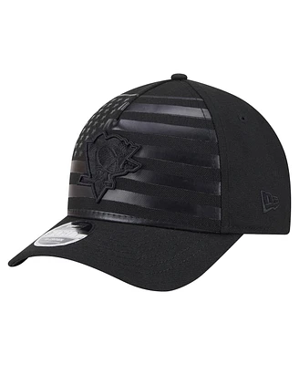 New Era Men's Black Pittsburgh Penguins Game Day Stealth Flag 9FORTY A-Frame Adjustable Hat