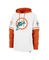 '47 Brand Men's White Miami Dolphins Throwback Shortstop Pullover Hoodie