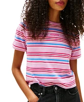 Tommy Jeans Women's Regular Fit Script Stripe Logo Tee