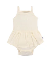 Gerber Baby Girls 3-Pack Sleeveless Skirted Onesies Bodysuits, Antique White, 3-6M