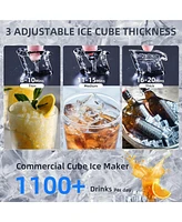 Cowsar 200lbs Commercial Ice Maker,Auto Stainless Steel, Lcd Panel, Freestanding, 48LBS Storage