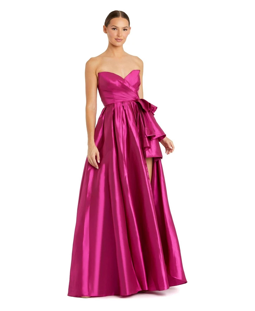 Mac Duggal Women's Strapless Taffeta Gown With Ruffle Detail