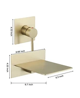 Single Handle Wall Mount Spout Waterfall Bathroom Faucet Brushed Nickel