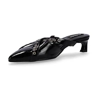 Zyra Onix Black Leather Mules