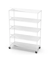 5 Tier 7500lbs Heavy Duty Adjustable Storage Rack Metal Shelf Wire Shelving Unit with Wheels & Shelf Liners - 82" H x 60" L x 24" D