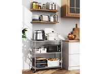Heavy Duty 3-Shelf Shelving with Wheels, Adjustable Storage Units, Steel Organizer Wire Rack