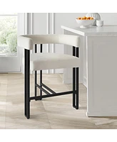 Set of 2 Velvet Counter Stools, Modern Bar Stools with Curved Back, Metal Legs & Upholstered Seat-Maison Boucle