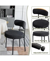 Dyhome Dining Chairs Set of 2, Mid Century Modern Upholstered Boucle Kitchen Room
