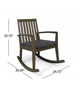 Cozy and Comfortable Acacia Wood Rocking Chair with Cushioned Seat for Outdoor Relaxation