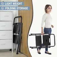 Lightweight Step Stool, 2-Step Steel Portable Folding Step Ladder with Wide Anti-Slip Pedals, 800 lbs. Load