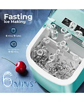 Cowsar Countertop Ice Maker,26Lbs/24H,9 Cubes 6 Mins,Portable Machine with Scoop and Basket,2 Sizes of Bullet Cube for Home Kitchen Off