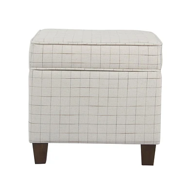 Square Ottoman with Grid Pattern Upholstery & Hidden Storage for Space-Saving Style