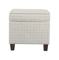 Square Ottoman with Grid Pattern Upholstery & Hidden Storage for Space-Saving Style