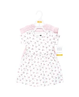 Hudson Baby Girls Cotton Dresses, Tiny Pink Flower, 9-12 Months