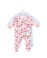 Hudson Baby Baby Girls Hudson Cotton Sleep and Play, Strawberry Love