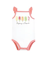 Touched by Nature Baby Girls Cotton Bodysuits, Popsicle