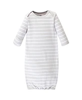 Touched by Nature Baby Boys Organic Cotton Long-Sleeve Gowns 3pk, Safari, 0-6 Months