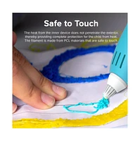 myFirst 3D Pen Make - Multi-Speed Printing Drawing Pen with 6 Colorful Filaments, Stencil Book, and Charger - Blue