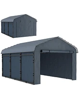 Outsunny 10' x 15' Metal Carport with Metal Roof and Removable Sidewalls