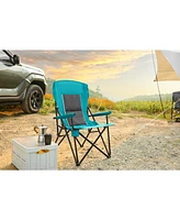 High-back lawn chair, 250lbs, portable, cup holder - blue