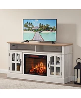 58" Fireplace Tv Stand with 23" Electric Fireplace for TVs up to 70 Inch
