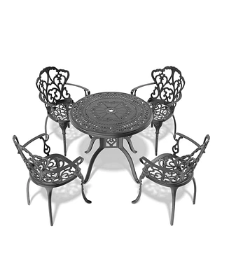 Cushioned 5-pc Cast Aluminum Patio Set (Random Colors)