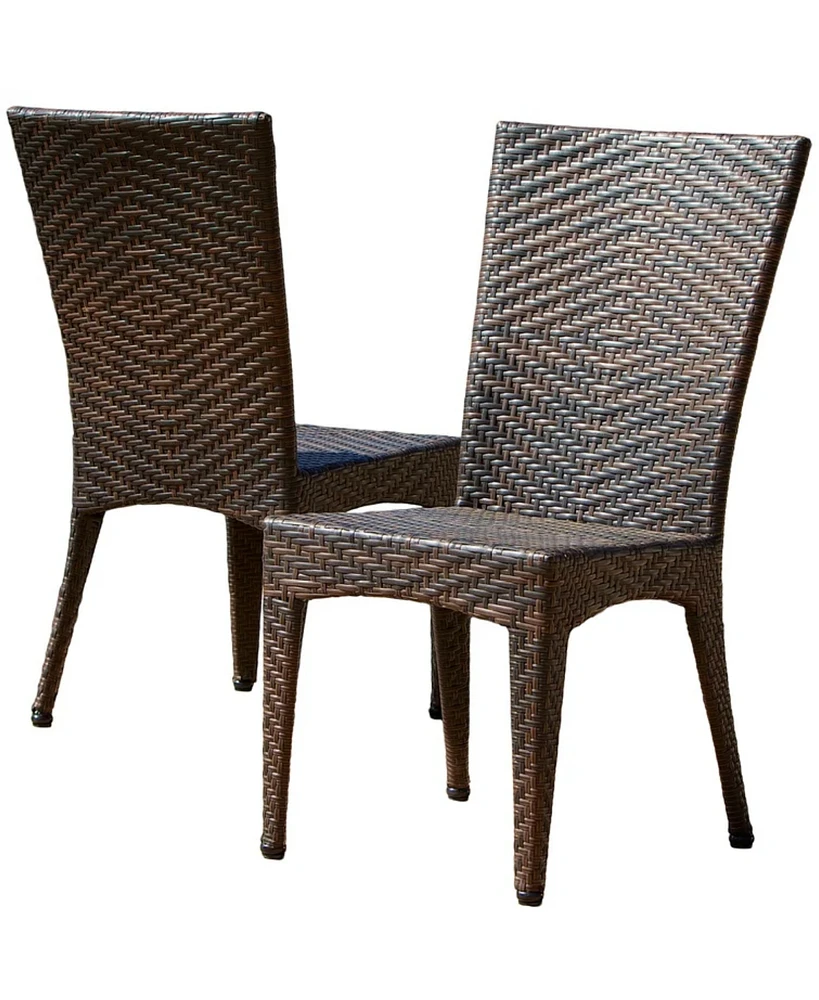 Woven Wicker Outdoor Dining Chairs - Set of 2