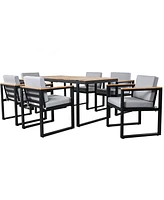 7-Piece Outdoor Dining Set, Table, Chairs, Cushions, Grey