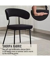 Dyhome Dining Chairs with Curved Backrest, Modern Fabric Upholstered Boucle Kitchen Room Set of 2