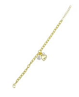 Unwritten Cubic Zirconia Heart and Mother of Pearl Mama Link Chain Bracelet