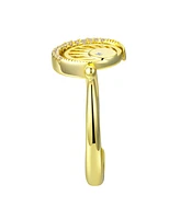 Unwritten Cubic Zirconia and Mother of Pearl Moon Sun Bypass Ring