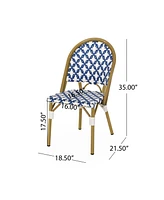 French Cafe Style Aluminum & Rattan Outdoor Chair Set