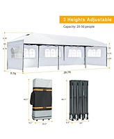 10x30 White Pop-Up Canopy Tent with Sidewalls & Wheeled Bag