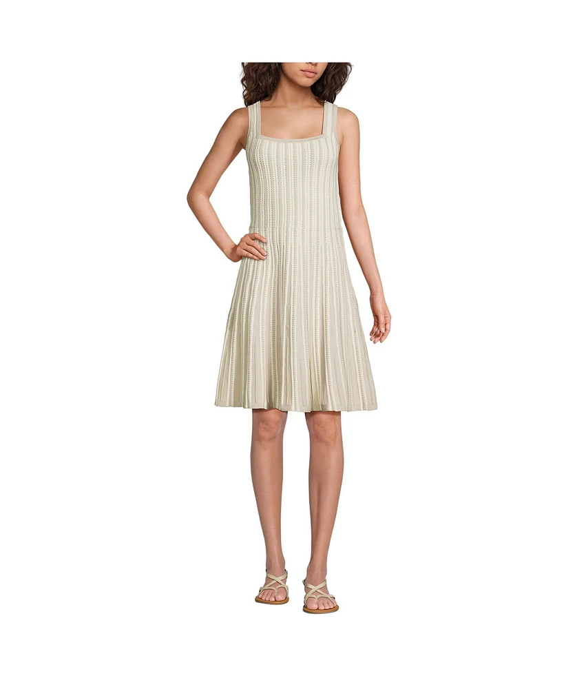 Lands' End Women's Square Neck Above Knee Sweater Dress