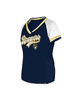 New Era Women's Navy Milwaukee Brewers Gameday Raglan V-Neck T-Shirt