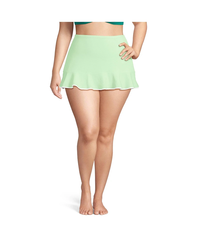 Lands' End Plus Pique Ruffle Hem Mini Swim Skirt