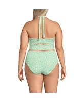 Lands' End Plus Tugless Scallop Halter Tankini Top