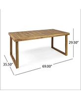 Outdoor Acacia Wood Dining Set, Sandblast Natural Finish