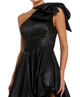 Mac Duggal Women's Satin One Shoulder Bow Gown