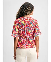 Isaac Mizrahi Women's Flutter Sleeve Button Detail Blouse