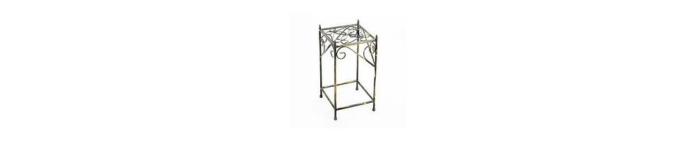 Square Top Plant Stand – Medium Size with Lattice Cut Design & Tubular Legs