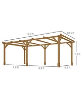 Outsunny 20' x 10' Outdoor Pergola, Wood Gazebo,