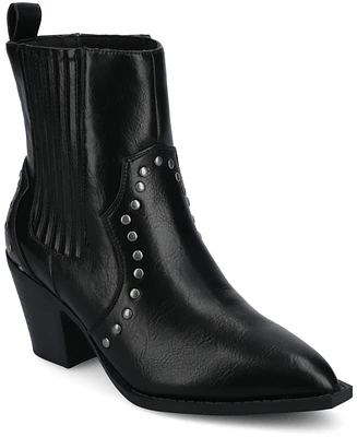 Journee Collection Women's Braylee Western Studded Ankle Booties