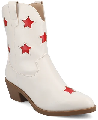 Journee Collection Women's Underwood Cuban Heel Casual Comfort Ankle Booties