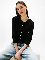 Tommy Jeans Women's Pointelle-Pattern Crewneck Cardigan