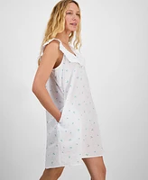 Charter Club Women's Cotton Clip-Dot Ruffled Chemise, Exclusively at Macy's